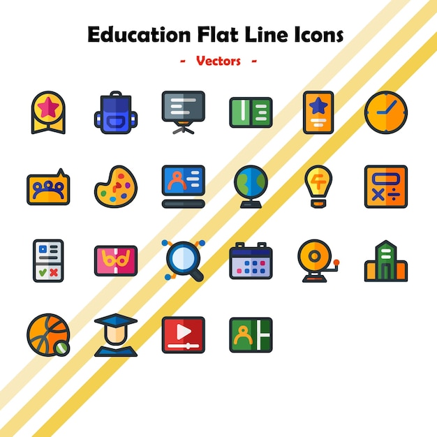 Iconos de línea plana de educación