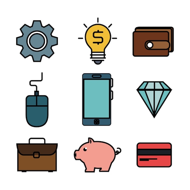 Vector iconos de línea plana de negocios