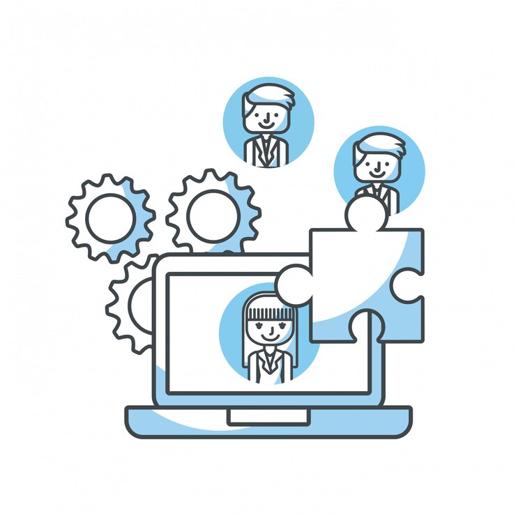 Vector iconos de línea plana de recursos humanos