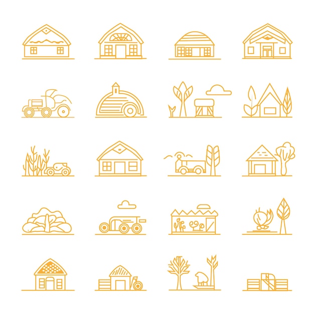 Iconos de línea Premium Set de conjunto arquitectónico de línea relacionada con diseño de interiores y decoración del hogar
