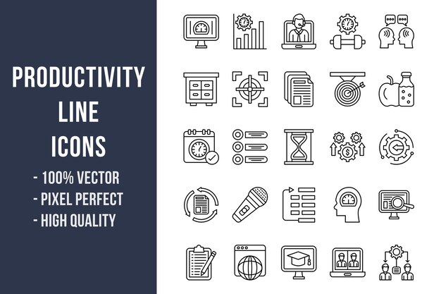 Iconos de línea de productividad