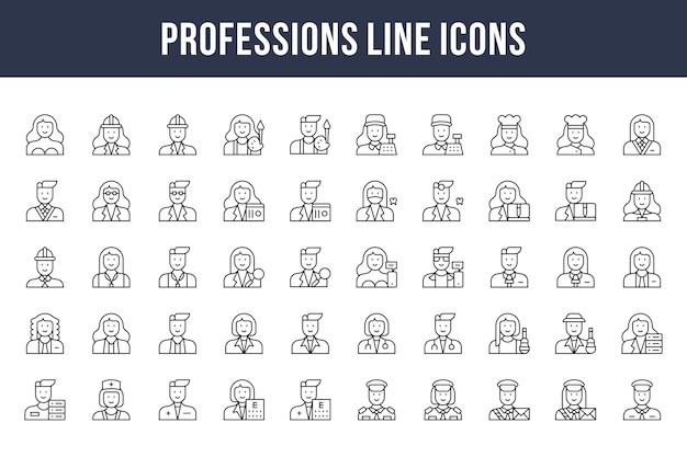 Iconos de línea de profesiones