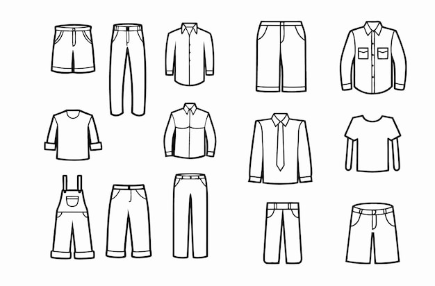 Iconos de la línea de ropa y prendas de vestir