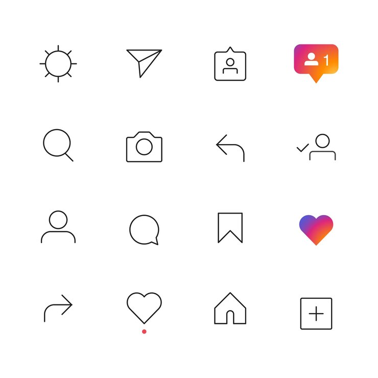 Iconos de línea de sitio web íconos de redes sociales usuario Historias símbolo de botón de usuario signo como comentario de seguidor