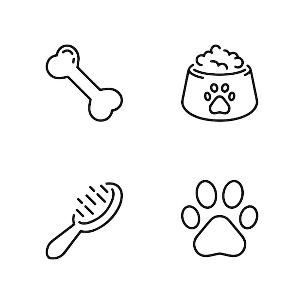 Iconos de línea sobre perros y veterinarios Mascotas Contiene iconos como atención médica