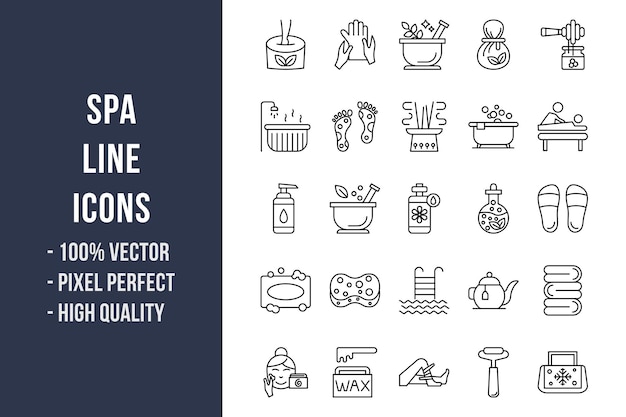 Iconos de línea de spa