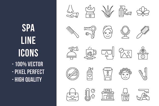 Vector iconos de línea de spa