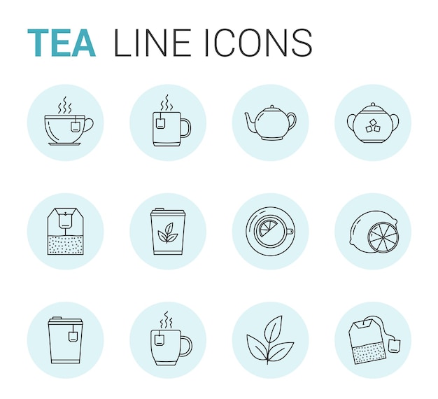 Iconos de la línea de té
