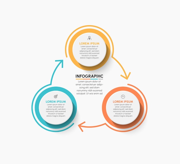 Iconos de línea de tiempo de infografía de círculo empresarial diseñados para plantilla de fondo abstracto