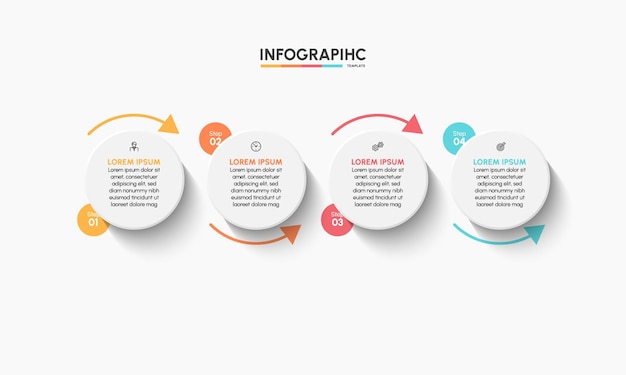 Iconos de línea de tiempo de infografía empresarial diseñados para plantilla de fondo abstracto