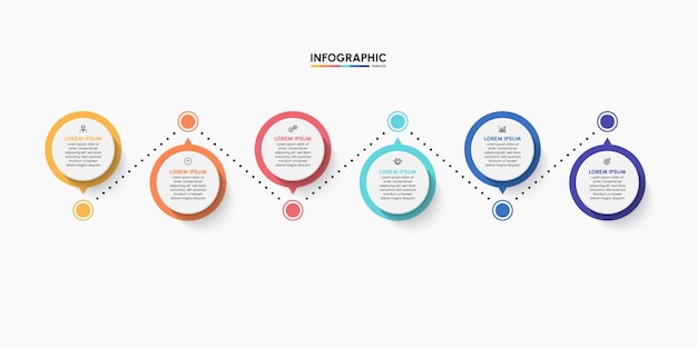 Iconos de línea de tiempo de infografía empresarial diseñados para plantilla de fondo abstracto