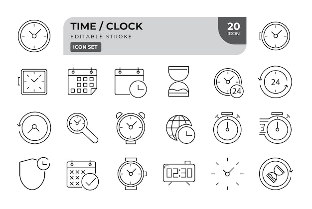 Iconos de línea de tiempo y reloj