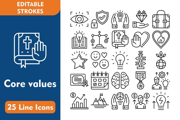Iconos de línea de valores básicos