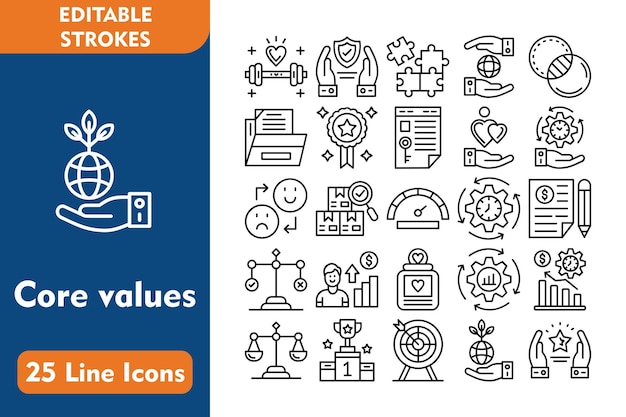 Iconos de línea de valores básicos