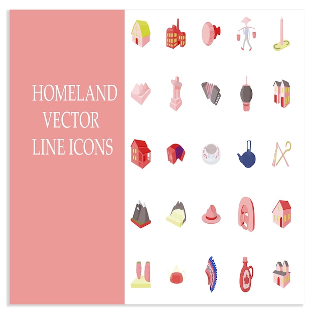 Iconos de la línea vectorial de la patria