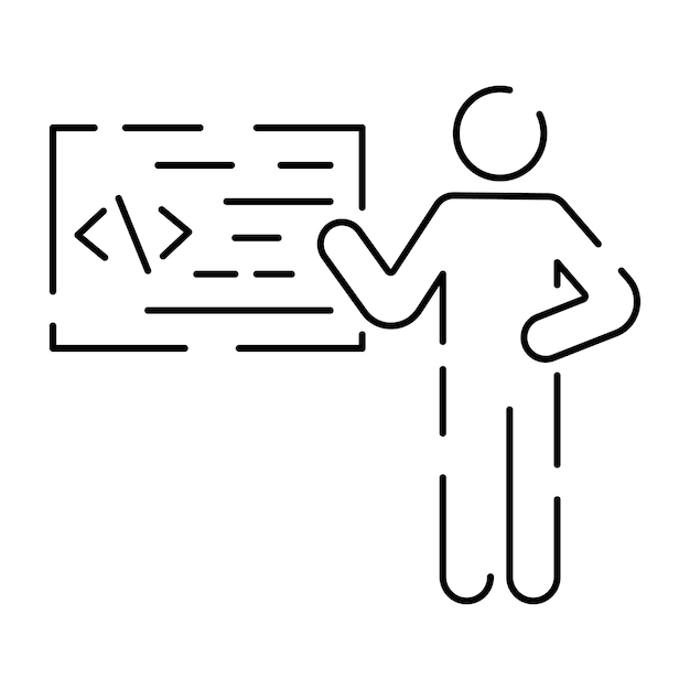 Iconos de línea vectorial relacionados con programación y desarrollo Conjunto de iconos de esquema de desarrollo web y de aplicaciones Icono de línea de codificación y programación