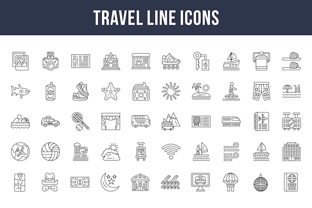 Iconos de línea de viaje