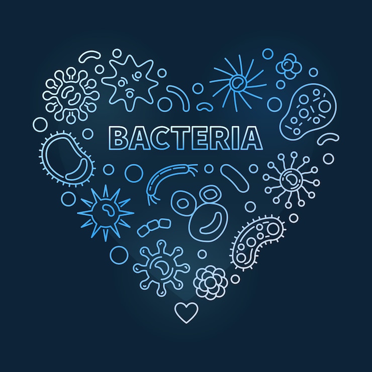Vector iconos lineales de bacterias