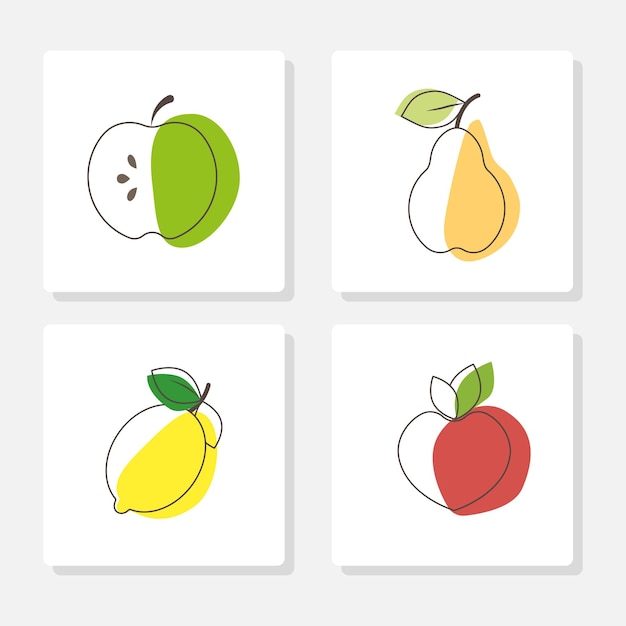Iconos lineales de frutas Concepto de comida saludable