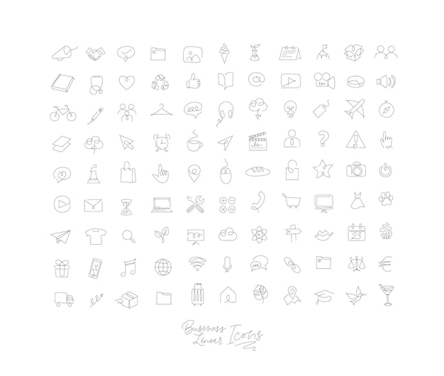 Iconos lineales minimalistas para líneas negras de negocios