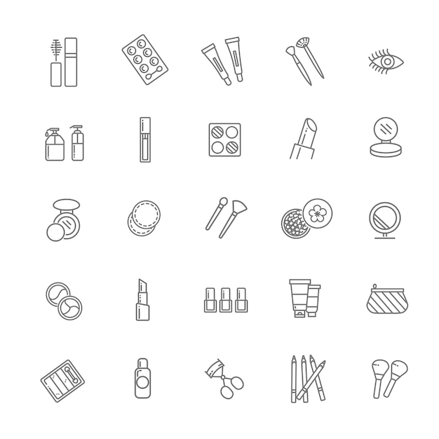 Íconos de líneas de cosméticos íconos de línea de cosméticas vectoriales