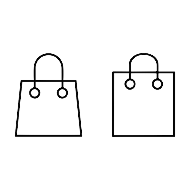 Iconos de líneas delgadas vectoriales de supermercados y centros comerciales