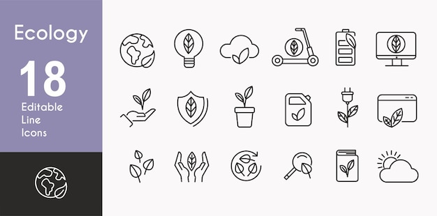 Iconos de líneas ecológicas