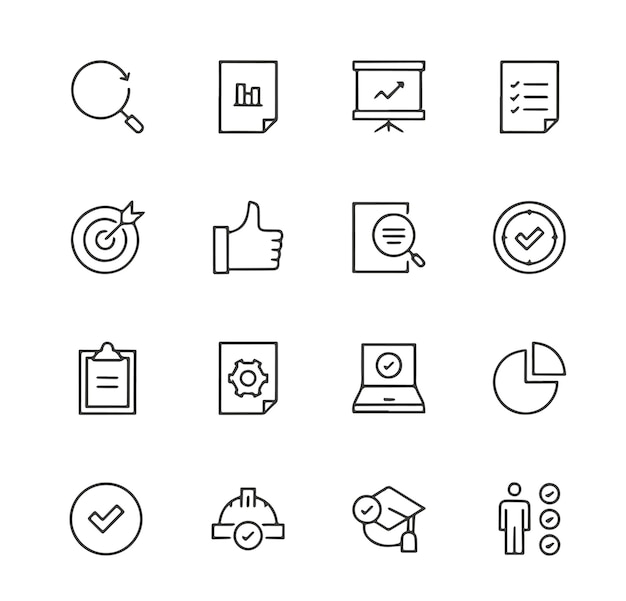 Iconos de líneas de trazo editables para la evaluación