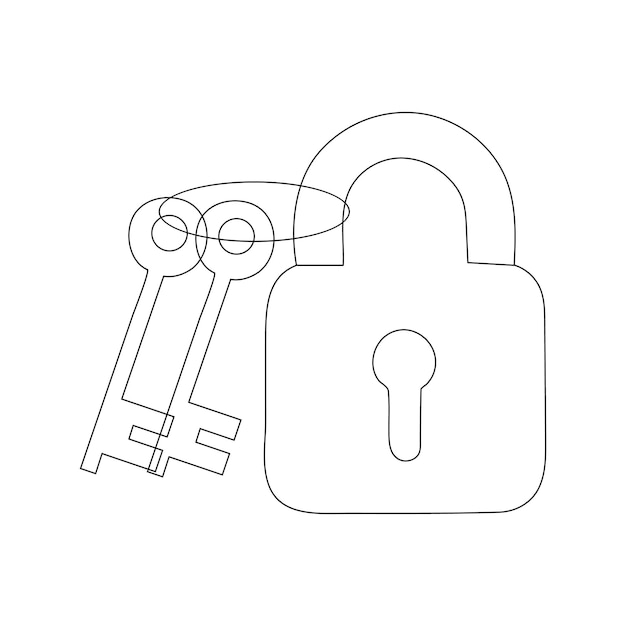 Iconos de líneas vectoriales relacionadas con llaves y cerraduras simples