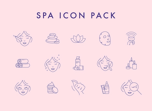 Iconos de líneas vectoriales relacionadas con SPA Ilustración vectorial