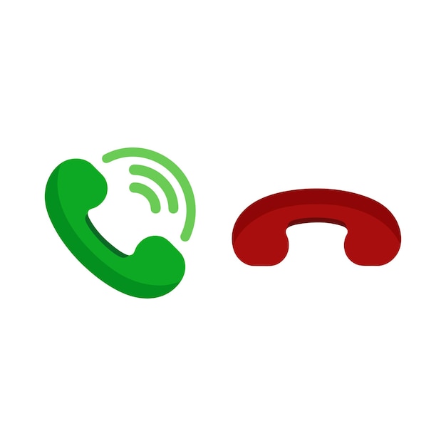 Iconos de llamada Símbolos de marcado de teléfono Respuesta y rechazo Verde y rojo Sí y no Ilustración vectorial