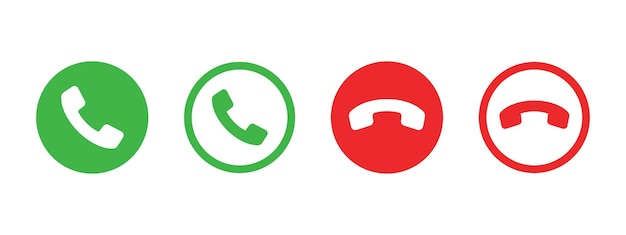 Iconos de llamada de teléfono responder aceptar y rechazar llamadas iconos con botones verdes y rojos