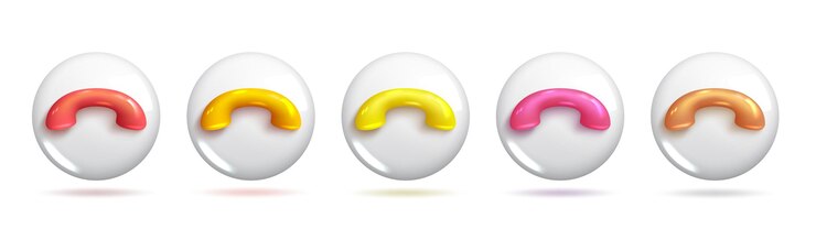 Vector iconos de llamadas 3d realistas rechazan llamadas en diferentes variantes de colores cálidos 3d conjuntos de elementos vectoriales