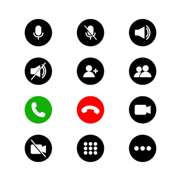 Iconos de llamadas móviles Botones de comunicación Señales de llamadas Botones de llamadas