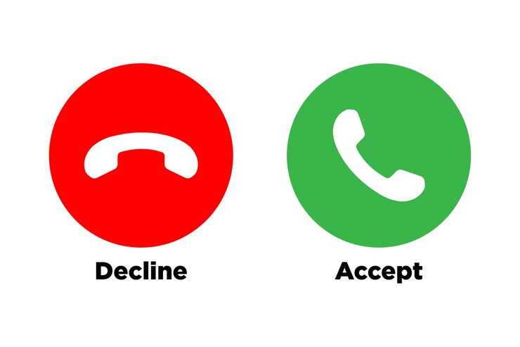 Iconos de llamadas telefónicas Botón de aceptación y rechazo de llamadas Botones verdes y rojos con siluetas de teléfonos