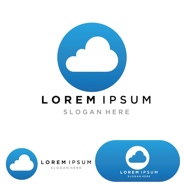 Iconos de logotipo y símbolos de datos de nube y sol