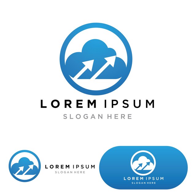 Iconos de logotipo y símbolos de datos de nube y sol