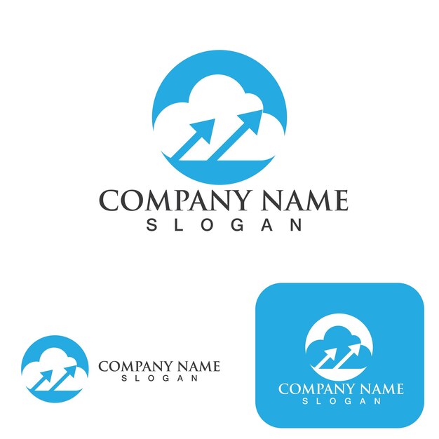 Iconos de logotipo y símbolos de datos de nube y sol