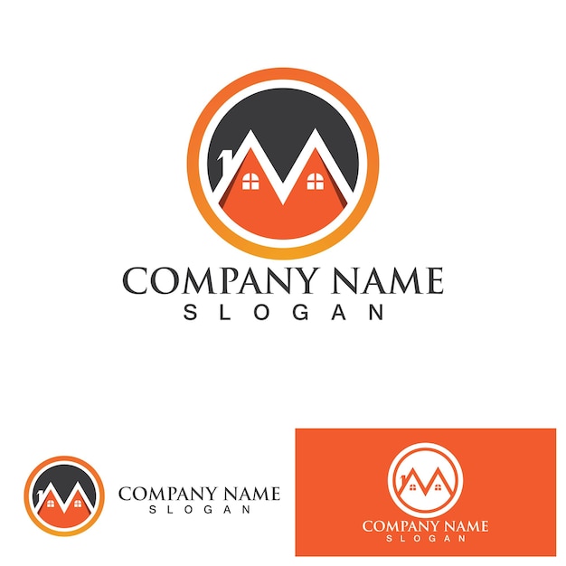 Iconos de logotipo y símbolos de edificios de viviendas