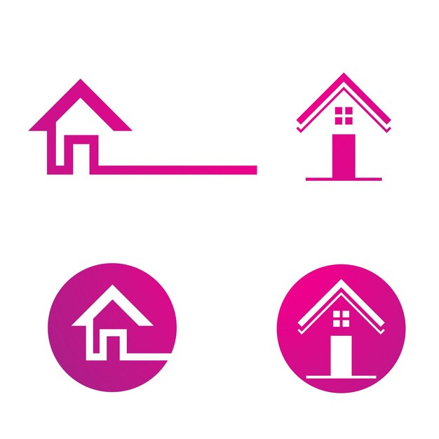 Vector iconos de logotipo y símbolos de edificios de viviendas