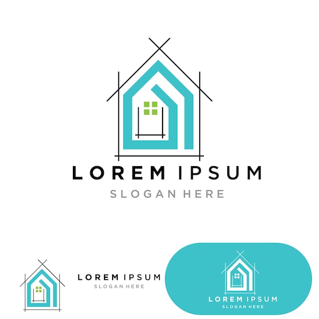 Iconos de logotipo y símbolos de edificios de viviendas