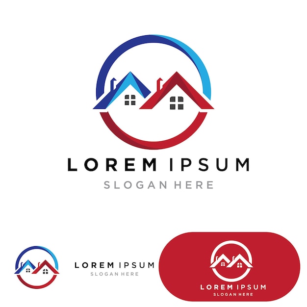 Iconos de logotipo y símbolos de edificios de viviendas
