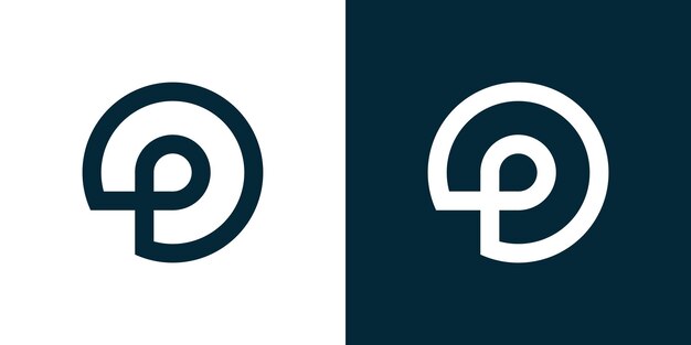 Iconos de logotipos con las iniciales P línea y círculo arte logotipos simples iconos ilustraciones símbolos