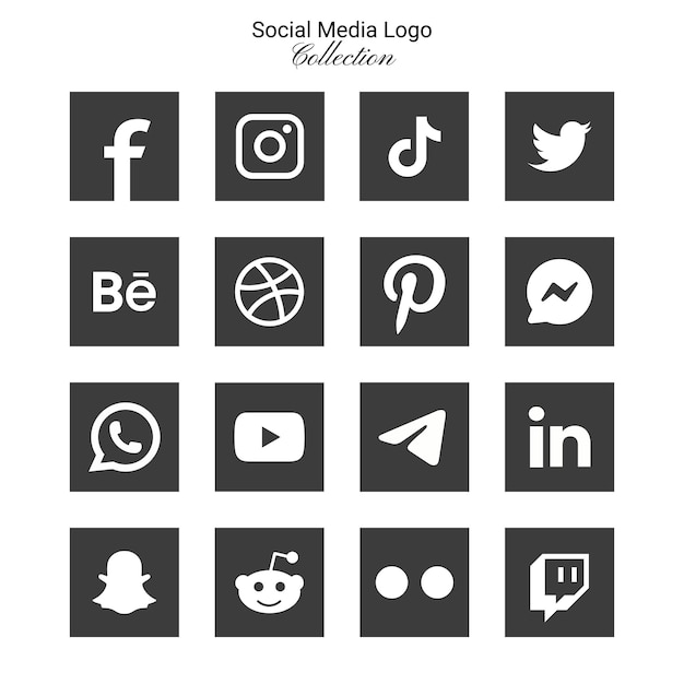 Vector iconos de logotipos de redes sociales populares facebook instagram youtube pinterest y etc. iconos de logotipos