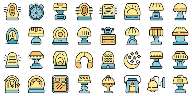 Iconos de luz nocturna establecer vector plano