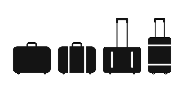 Iconos de maleta Iconos vectoriales de equipaje de viaje y símbolos de equipaje se establecen