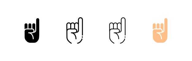 Iconos de mano de dedo meñique Conjunto de diferentes estilos de iconos de dedo meñique Iconos vectoriales