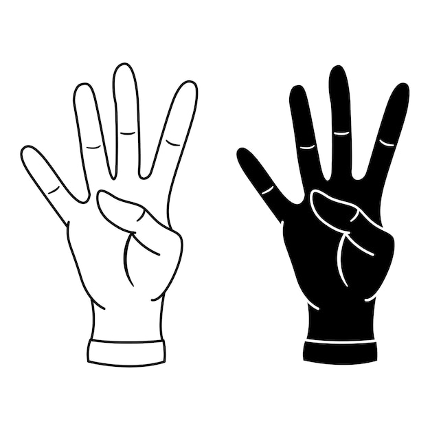 Los íconos de la mano muestran el número cuatro