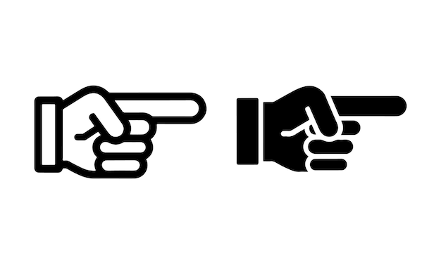 Iconos de la mano que señala