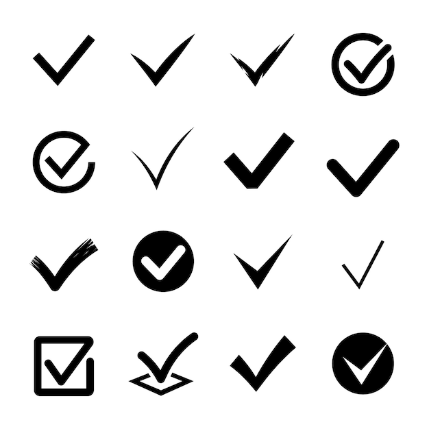 Iconos de marca de verificación Conjunto de iconos de confirmación
